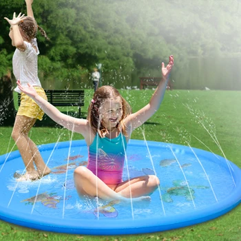 

67 inch Inflatable Sprinkler Play Mat Outdoor Fun Toys Children Portable Dolphin Splash Pad Kids Interactive Present