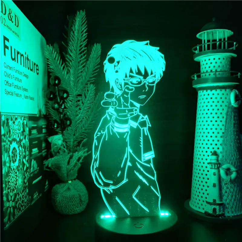 bright night light The Disastrous Life of Saiki K  3D Illusion Anime Lamp Nightlights 7 Color Changing Lampara Led For Christmas Gift 3d night light