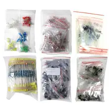 Kit de démarrage de base, 1390 pièces, composants électroniques, Diode, Transistor, condensateur, potentiomètre de résistance