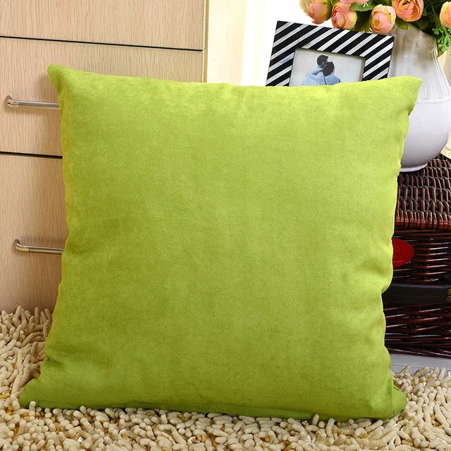 New Decorative Pillows Soft Sofa Waist Throw Cushion Cover Solid 45 x 45cm Living Room Cushion Covers Home Decor Decoration - Цвет: Green