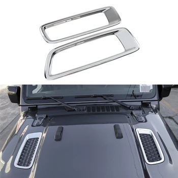 

Car Exterior Front Engine Hood Air Vent Outlet Trim Cover for 2018 2019 Jeep Wrangler JL Chrome Stickers Accessories 2Pcs
