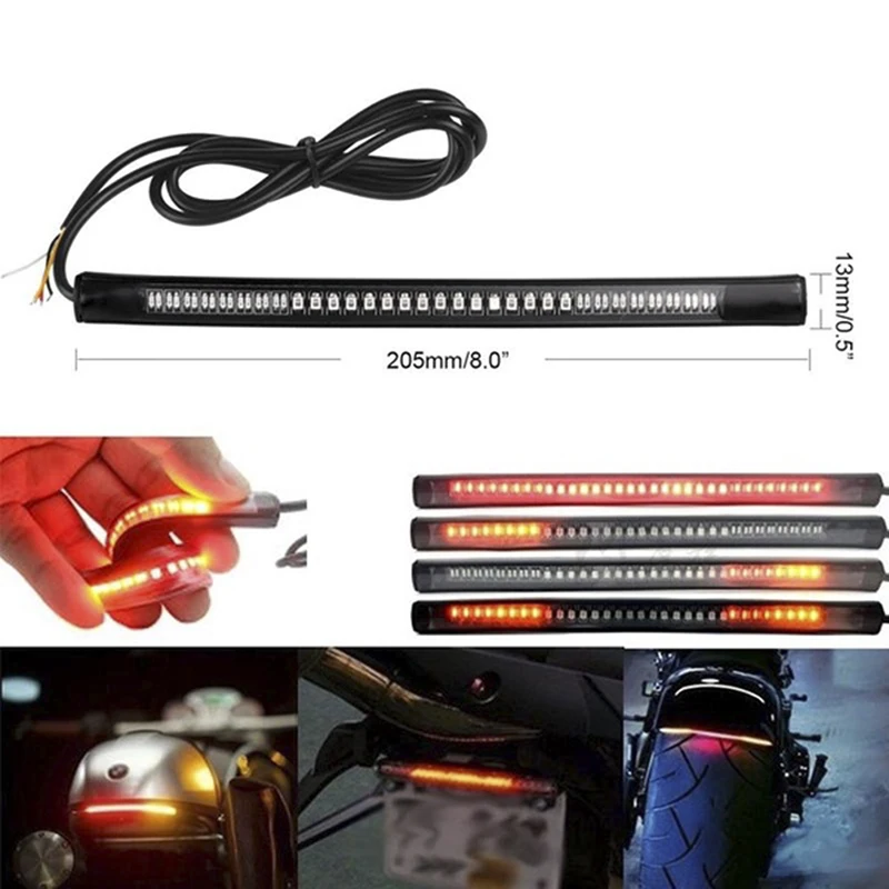 

12 в 1 шт. Гибкая 48 SMD Светодиодные ленты мотоциклетные задние светильник мягкие резиновые полосы лампы Автомобильные сигнальные мигающие стоп-сигналы светильник