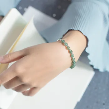 

S925 silver bracelet female sen sweet jade stone bracelet temperament crystal hand jewelry female
