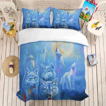 

Silver Wolf Bedding Set Bedroom Decor 100%Microfiber Hypoallergenic with Zipper 1PC Duvet Cover with Pillowcases