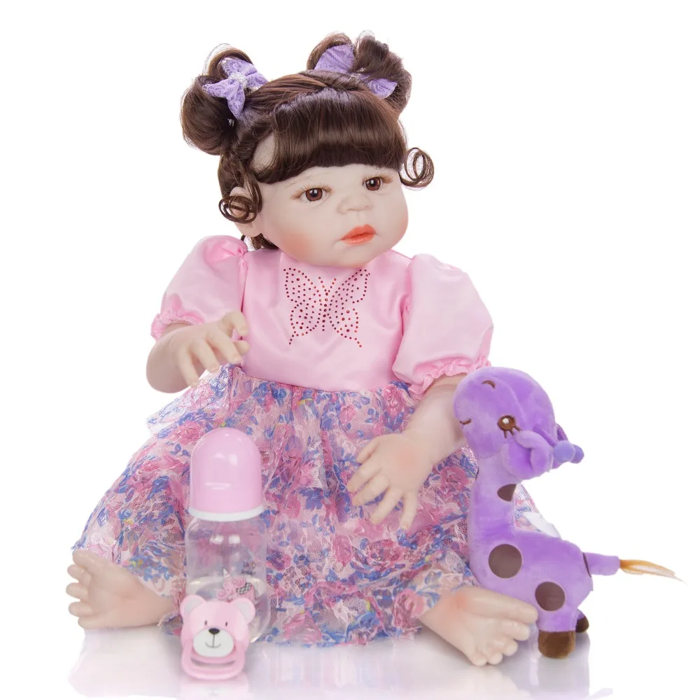 Вьющиеся волосы bebes reborn цельное тело силиконовая кукла 2" 57 см детская кукла «реборн» малыш bonecas дети подарок игрушки