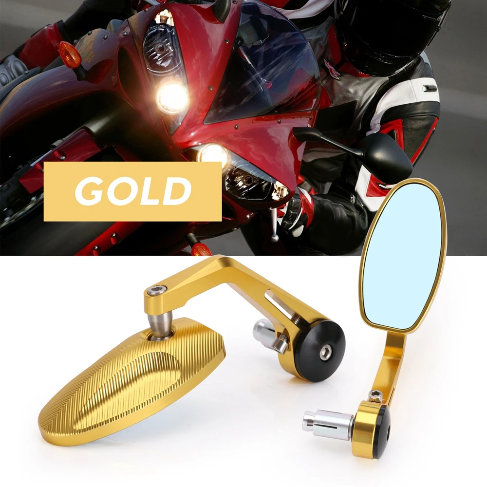 Gold 1 пара, 7/8, 22 мм, универсальные, CNC, мотоциклетные, черные, боковые зеркала заднего вида для Triumph speed, тройной, аксессуары для мотокросса - Цвет: Gold
