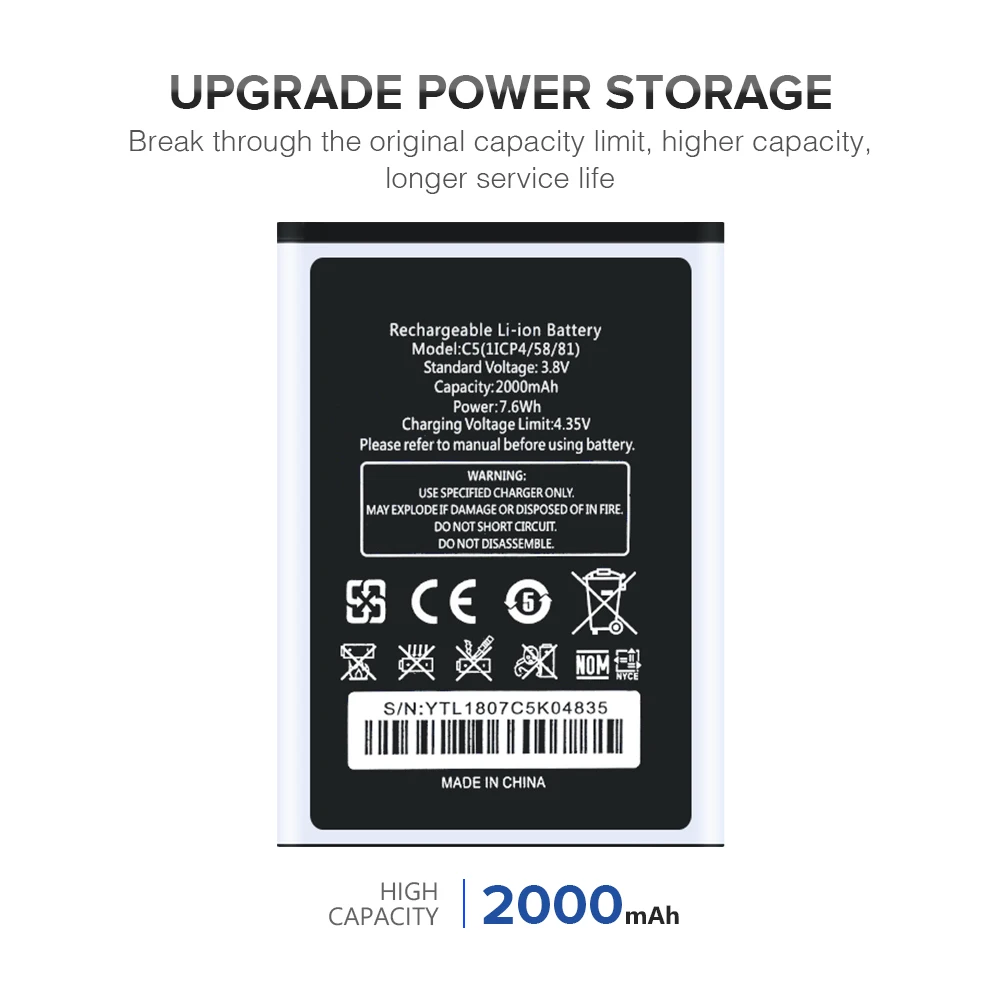 3,8 V 2000mAh Мобильный телефон Батарея 1ICP4/58/81 перезаряжаемая литиевая Батарея для Oukitel C5 C5 Pro смартфон замена батареи