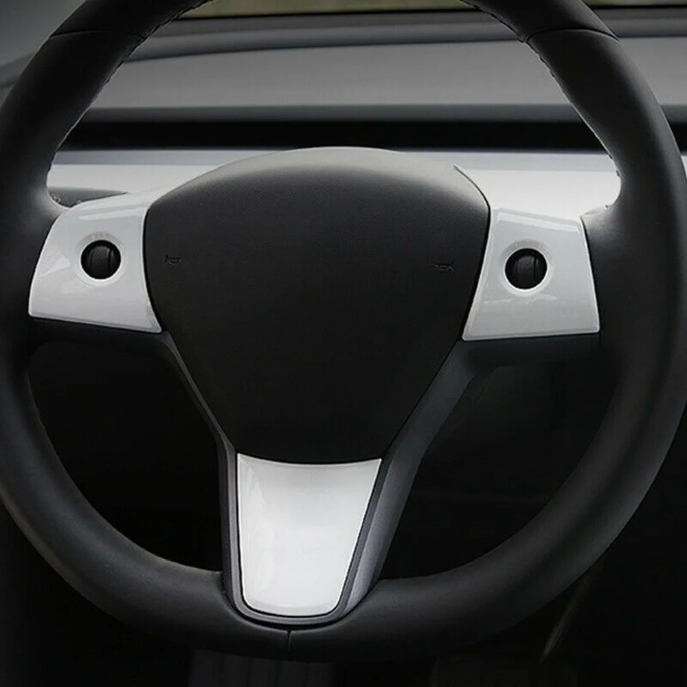3 шт./компл. Высокое качество ABS Пластик декоративные автомобильные наклейки для Tesla модель 3 рулевого колеса автомобиля Стикеры