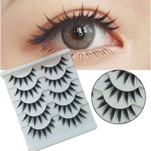 

5Pairs False Eyelashes Synthetic Fibers 3D Eyelashes Naturally Lifelike Long Thick Nude Eyelashes Short Curl Cross Eyelashes