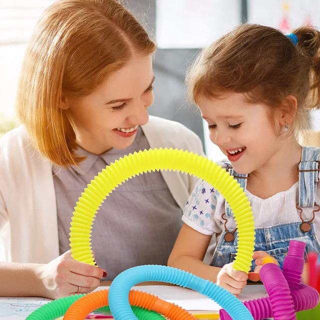 5Pcs Pop Tubes Sensory Toys for Adult Fidget Stress Relieve Toys Kid Autism Anti Stress Plastic Bellows Children Squeeze Toy YJN 5