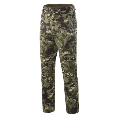 Камуфляжные тактические брюки из мягкой оболочки, мужские военные ветрозащитные водонепроницаемые теплые походные охотничьи брюки, уличные армейские тренировочные брюки - Цвет: 12
