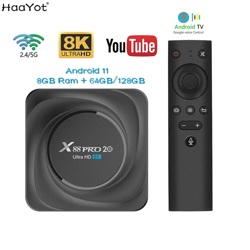 Умная ТВ приставка Android 11 8 Гб Оперативная память 64G 128 ГБ Встроенная RK3566 8K TVbox 24fps 2