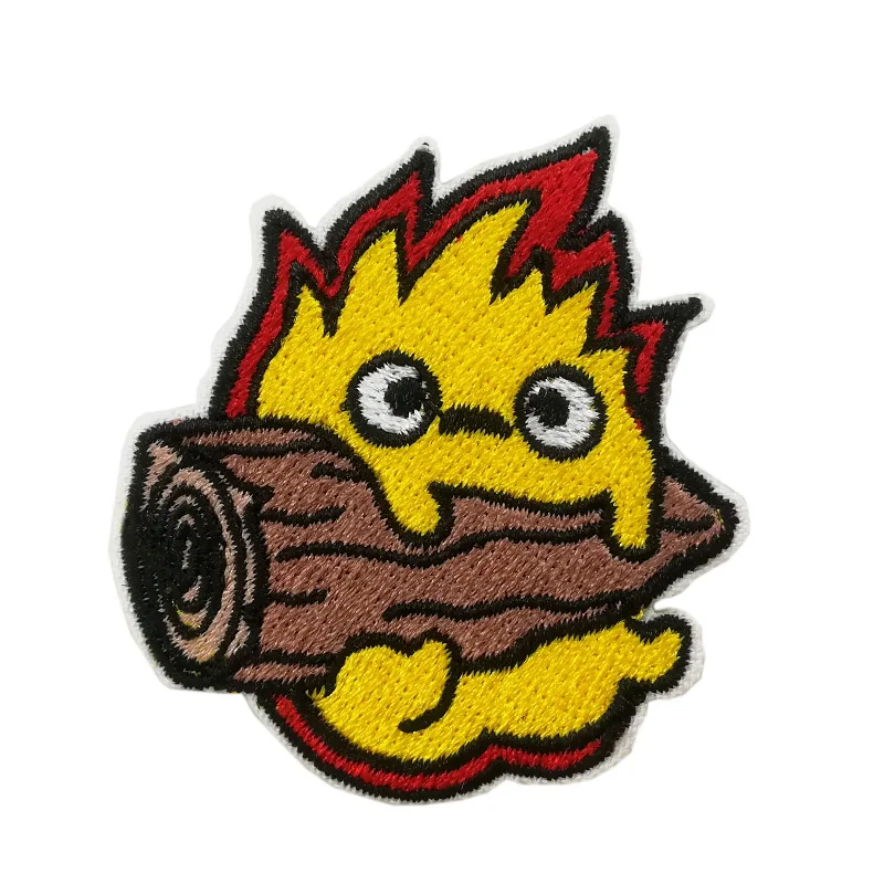 Милый кальцифер деревянный вышитый Утюг на пришивке патч Howl's Moving Castle Забавный