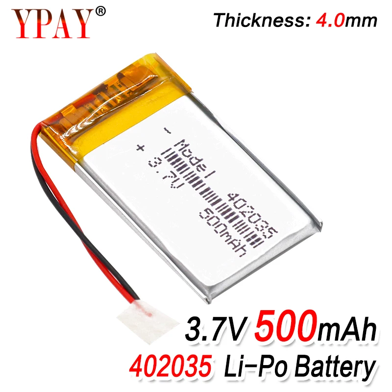 Литий-полимерные батареи высокой емкости высокого качества 3 7 в 402035 Lipo 500 мАч