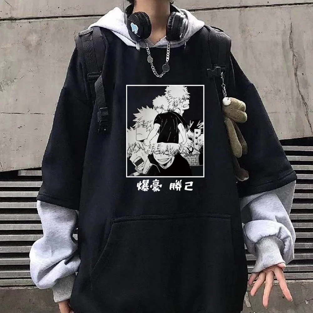 

Japanese Anime My Hero Academia Bakugou Katsuki Graphic Sweatshirt Pullover Casual Hooded Streetwear Tops Unisex