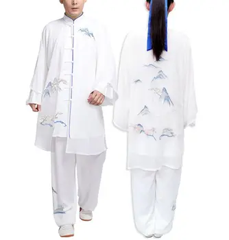 

Customized unisex top quality embroidery new landscape Tai chi taiji suits martial arts kung fu clothing wushu uniforms