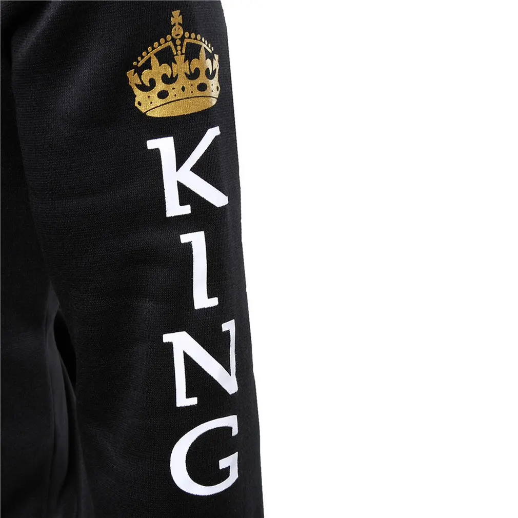 King queen толстовки с принтом модные толстовки с капюшоном с воротником из полиэфирного волокна свитер с длинными рукавами для влюбленных