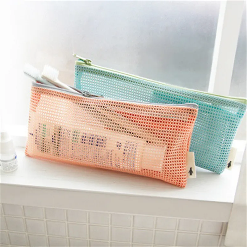 

Casual Travel Wash Cosmetic Bag Wome Transparent Mesh Zipper Organizer Storag Make Up Makeup Case Pouch Toiletry Beauty Kit Box