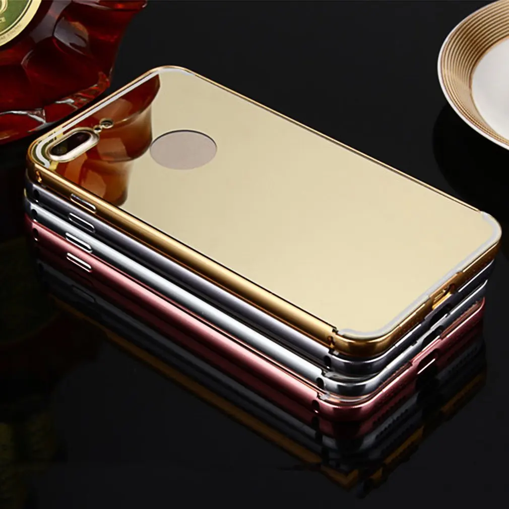 Металл с эффектом зеркала покрытие чехол для Iphone6 6S 6S Plus 6Plus металлическая рамка твердая Защита задняя крышка мобильный чехол для телефона