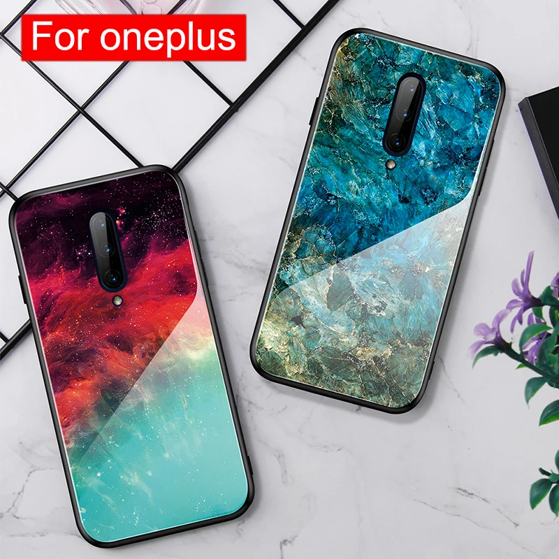 Новый модный градиентный чехол из закаленного стекла для Coque One Plus 7 pro телефона