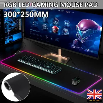 

Pohiks 1pc 300x250mm RGB LED Gaming Mouse Pad Extended Anti-slip Rubber PC Gamer Mousemat for Computer Parts