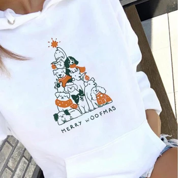 

Merry Woofmas Merry Catmas Christmas Hoodie Kawaii Dogs Cats Lover Pullover Women Streetwear Fleece Festival Clothing Drop Ship