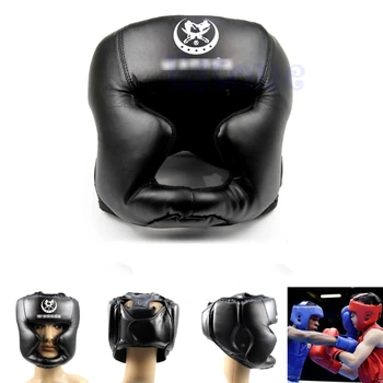 

Black New Boxing Pretection Gear Good Headgear Head Guard Trainning Helmet Kick Y4UB