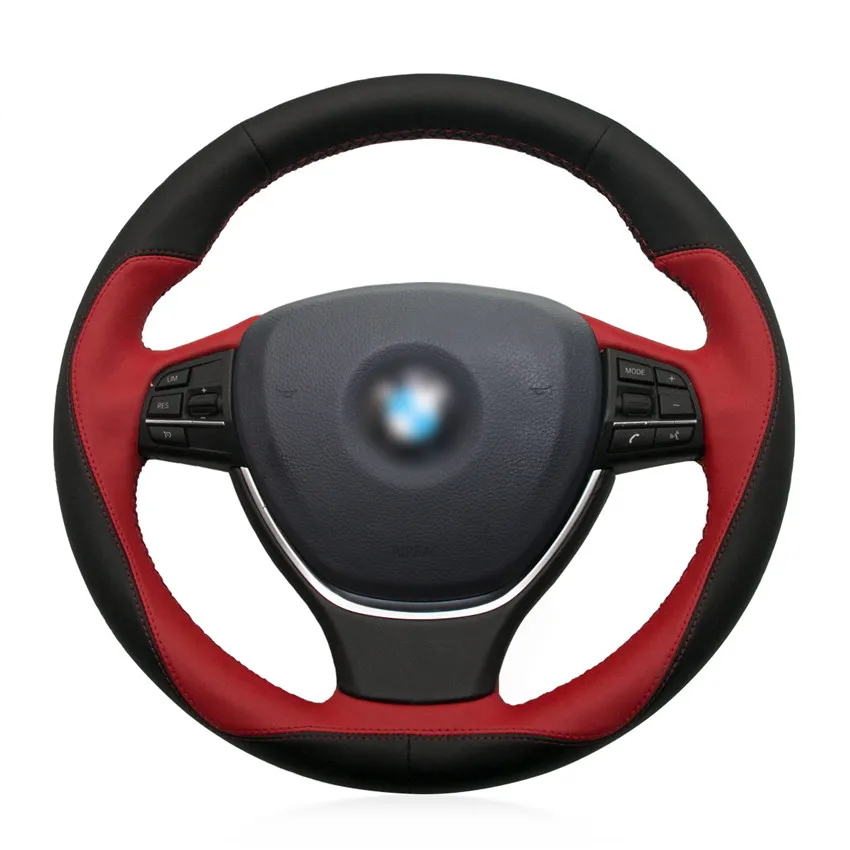 cheap Black Red Leather Hand Sew Car Steering Wheel Cover for BMW F20 2012 2018 F45 2014 2018 F30 F31 F34 2013 2017 F32 F3