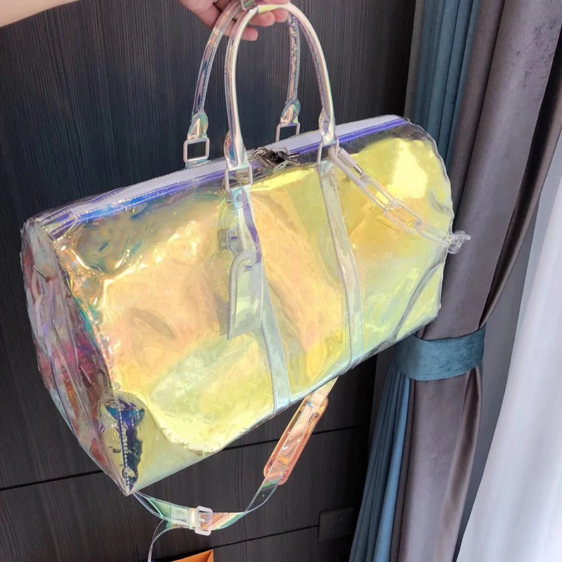 

Laser Colorful KEEPALL Travel Bag Brand Luxury Monogram PVC Hand Luggage Bag Large Capacity Package Women Men New Fashion Bag