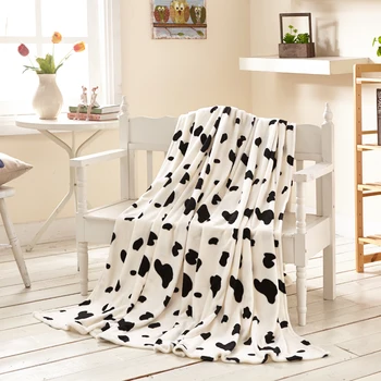 

Fashion Simple Throw Blanket Soft Warm Crimping Flannel Cover Blanket Cow Markings Pattern Bed Sofa Shawl Blanket Cover Decor