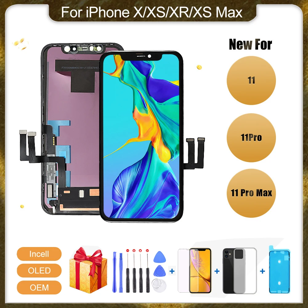 Best Deal Grade A+ For iPhone X XS XR XS Max 11 Pro XDR OLED OEM Liquid Retina IPS LCD Display Touch Screen Digitizer Assembly Replacement