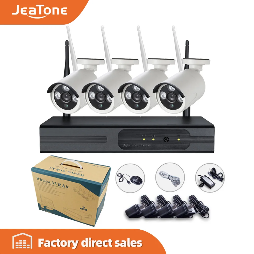 Камера видеонаблюдения JeaTone HD 4 канала 1080P беспроводная 2 МП|Система наблюдения| |