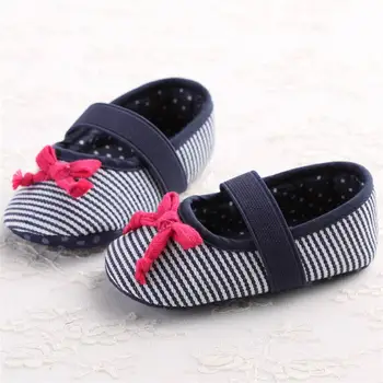 

Baby Girl Shoes Comfort Crib Shoes Cute Princess Bowknot Stripe Soft Anti-slip Sole Slip-on Newborn Toddler Shoes