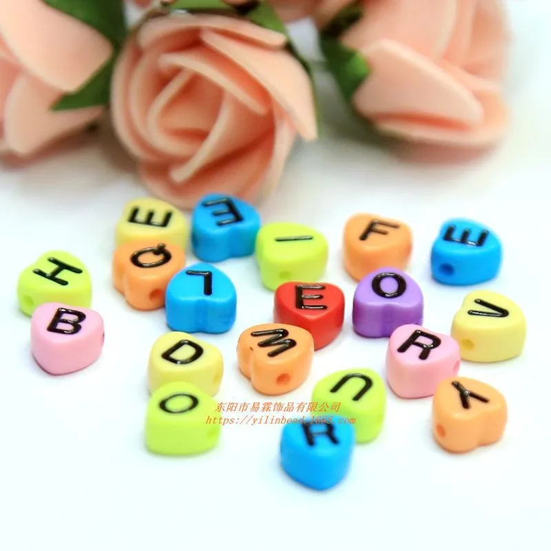 colorful style Акриловые бусины в форме сердца, 3400 шт./лот, 4*7 мм, одноцветные, пластиковые, алфавит, начальные, английские ювелирные изделия, сделай сам, разделитель браслета, бусины - Цвет: colorful style