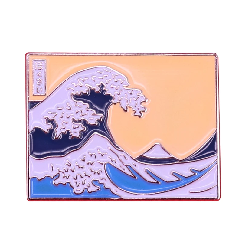 Эмалированная булавка Great Wave японская брошь ukiyo-e artist Hokusai | Украшения и аксессуары