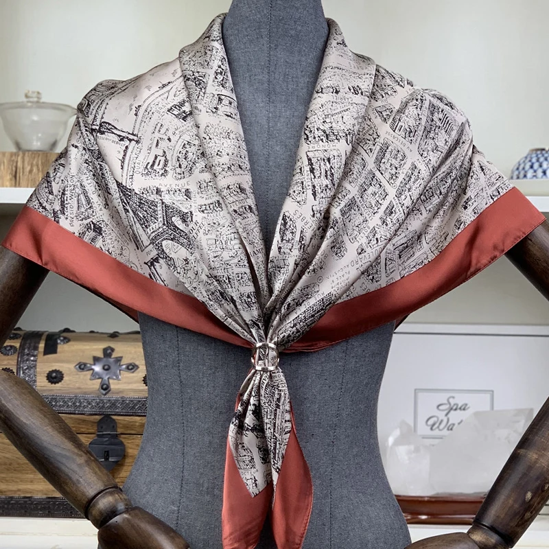 Fashion Hijab Scarf For Women Print Silk Satin Hair Scarfs Kerchief 90 90cm Square Neckerchief Headband Scarves For Ladies 2020 Women S Scarves Aliexpress