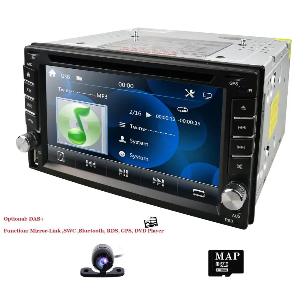 6.2 Inch 2DIN Universal Car DVD player Stereo Audio Head unit WINCE Car Multimedia RDS DAB SWC BT MAP CAMERA SD Mirror link cam