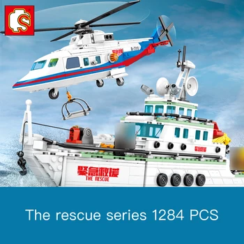 

Hipac 391 PCS Helicopter Model Toy Building Blocks Rescue Series Kit Bricks City Police Yacht Educational Toys for Children Kids