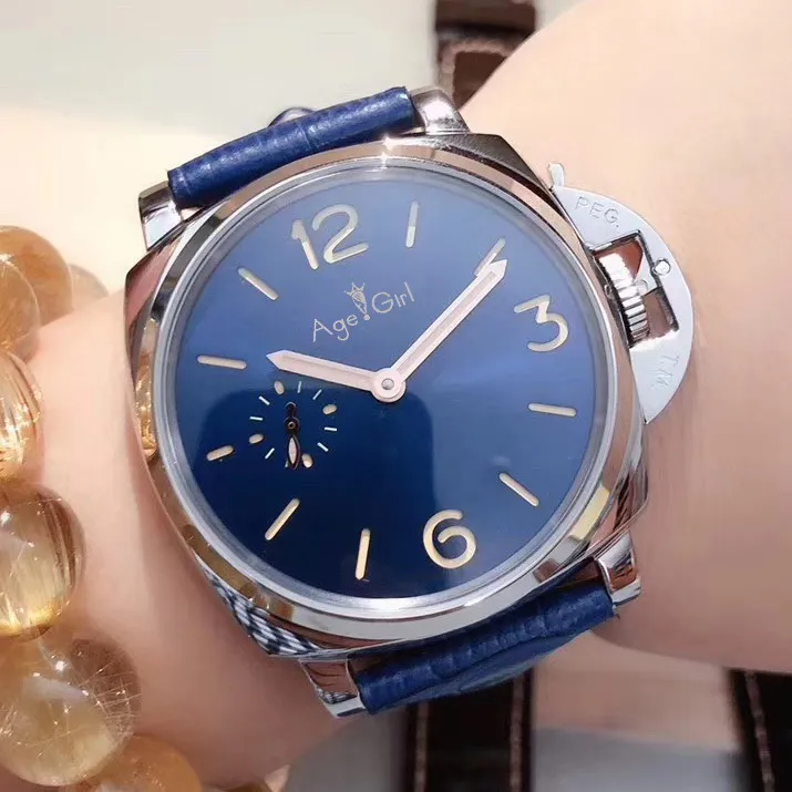 

Luxury Brand New Lady Women Silver Black Leather Automatic Mechanical Sapphire Stainless Steel Blue Dial Sport Due Watches AAA+