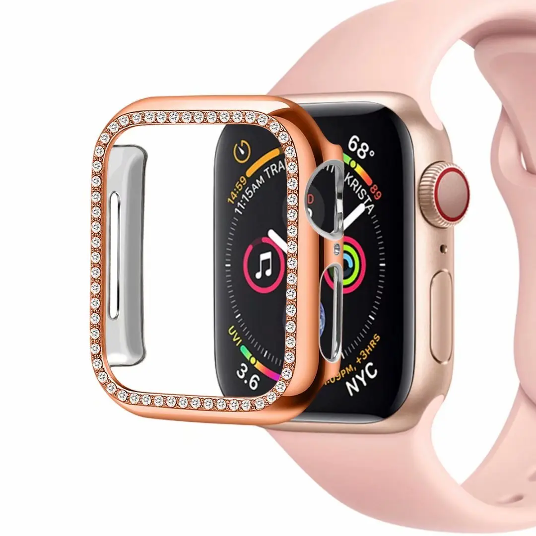 Жесткий чехол из поликарбоната для Apple Watch 4, 5, 40 мм, 44 мм, блестящая Алмазная рамка, защитный бампер для iWatch серии 3, 2, 1, 38 мм, 42 мм, оболочка