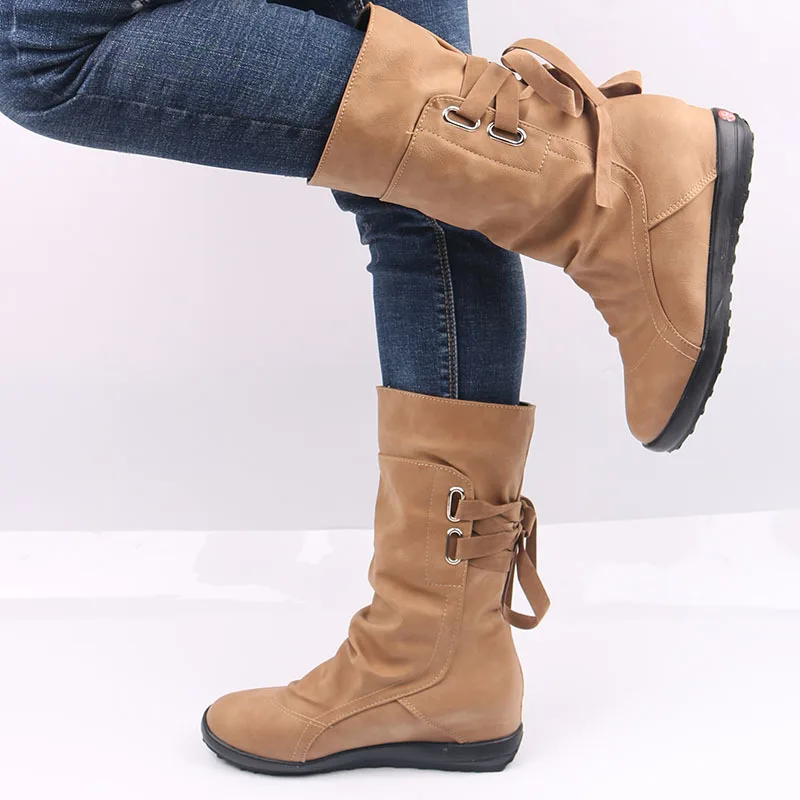

Classic Women Boots Suede Female Winter Boots Warm Mid-calf Boots Bota Women Botas Mujer Belt Buckle Winter Shoes Women Shoes