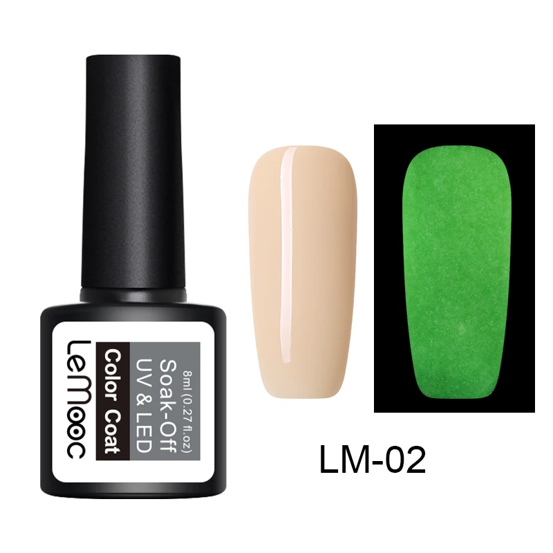 LM-02 LEMOOC, 8 мл, светящийся гель, телесный, розовый цвет, Гель-лак, Полупостоянный, замачиваемый, Гель-лак для ногтей, УФ-гель для ногтей, лак для летнего маникюра - Цвет: LM-02