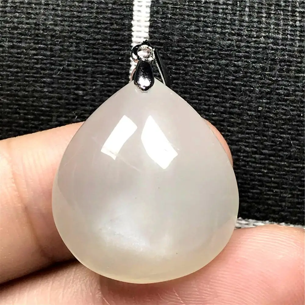 

Natural White Light Moonstone Necklace Pendant For Woman Man 28x26x15mm Water Drop Beads Crystal Silver Fashion Jewelry AAAAA