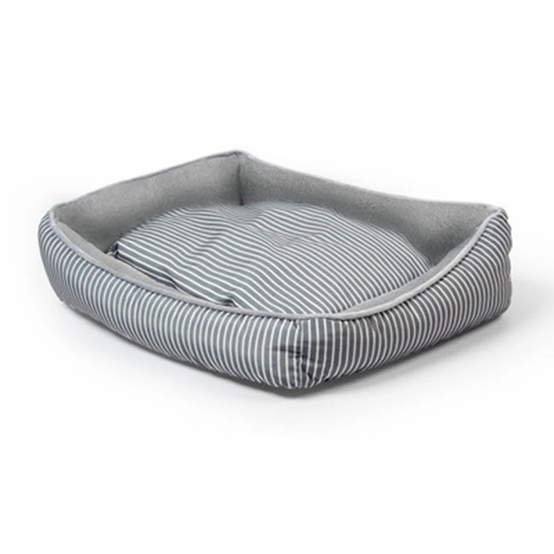 

New Striped Kennel Square Kennel Four Seasons Universal Removable And Washable Dog Bed Round Warm Cat Kennel Pet Kennel Winter