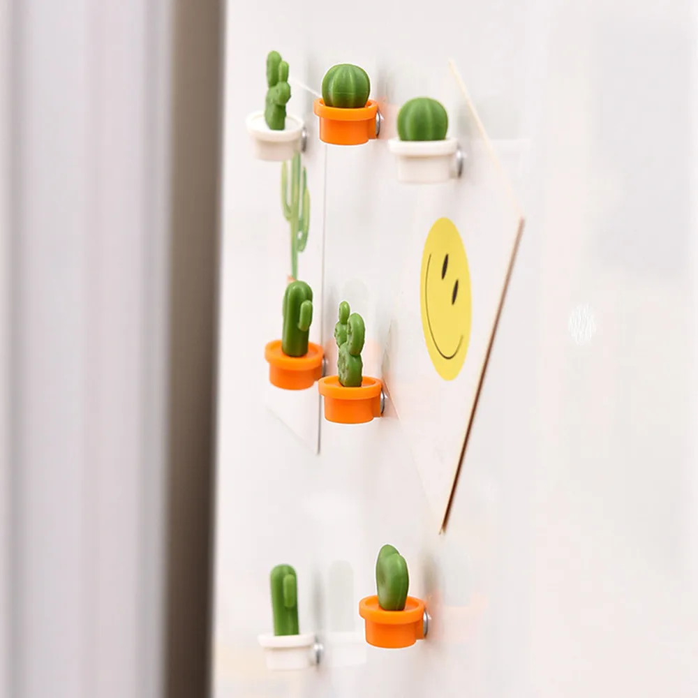 6pcs Cactus Refrigerator Magnets Home Refrigerator Message Sticker Decor 