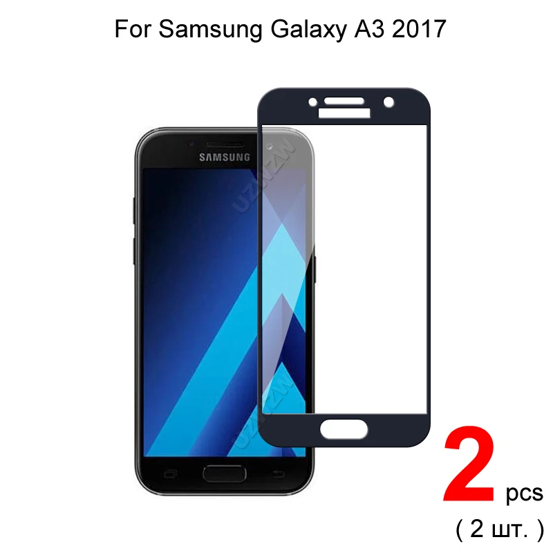 2 шт. стекло для Samsung Galaxy A3 2017 полное покрытие защита экрана защитное закаленное