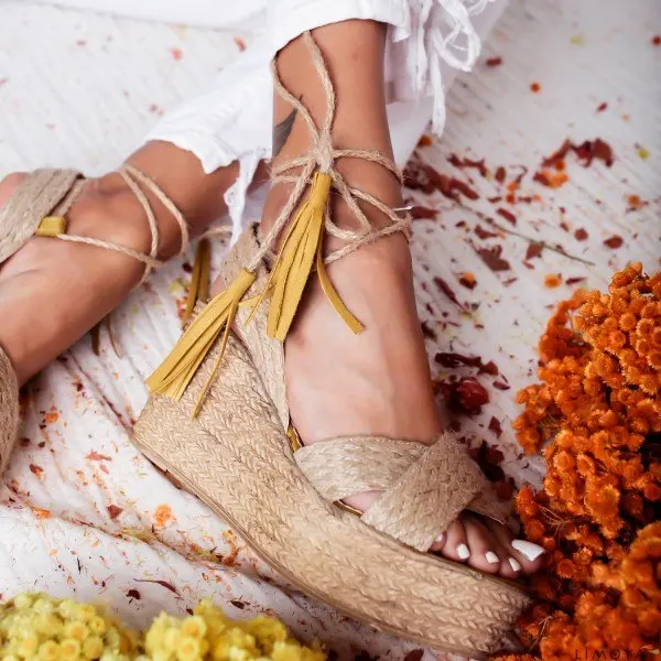 

Summer 2020 New Women Sandals Open Toe Platform Wedges Sandals Comfort Fish Mouth Weave tassel High Heels Chaussures Plus 43