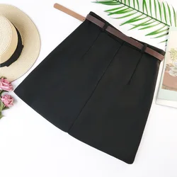 Mini jupe trapèze en laine avec ceinture pour femmes, tenue de bureau, taille haute, Vintage, nouvelle collection printemps 2021 