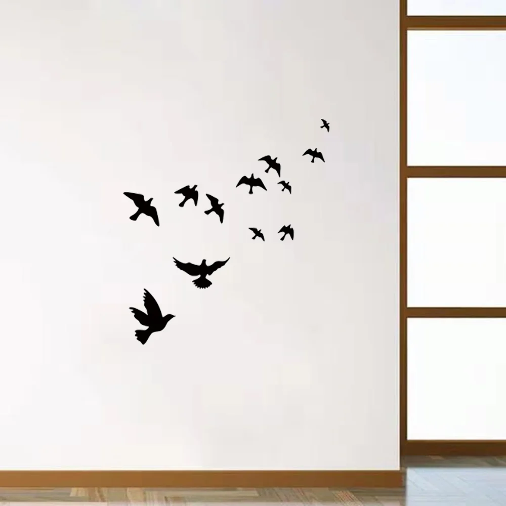 Группа птиц настенные стикеры черные резные ПВХ Гостиная Диван ТВ фон украшение настенные наклейки художественные наклейки обои