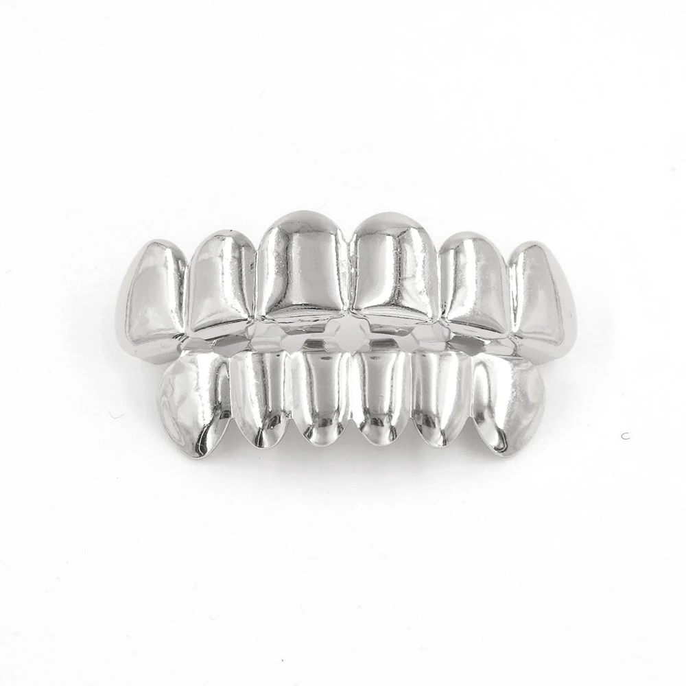 Iced out золотые зубы grillz хип-хоп серебряный зуб Модные Украшения для тела Панк косплей подарок на вечеринку в честь Хэллоуина рок-ролл Рэппер танцор - Окраска металла: Silver Set